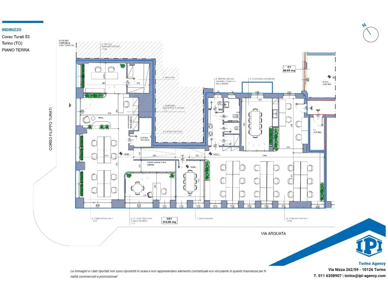Ufficio in Corso Filippo Turati 53, Torino, {3} - Planimetria 1