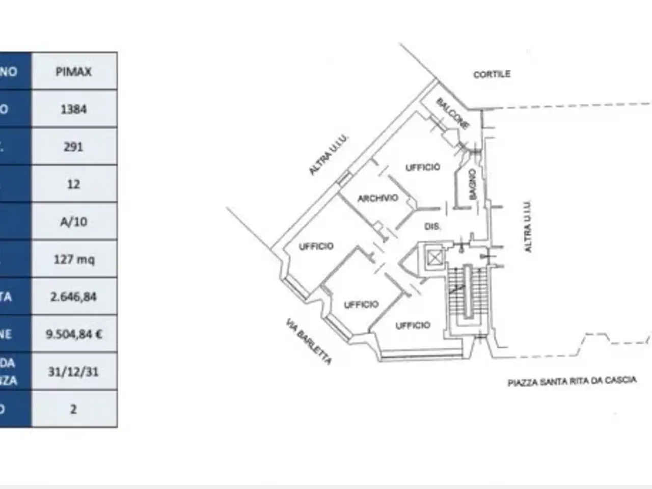 Ufficio in Piazza Santa Rita da Cascia 8, Torino, {3} - Planimetria 1