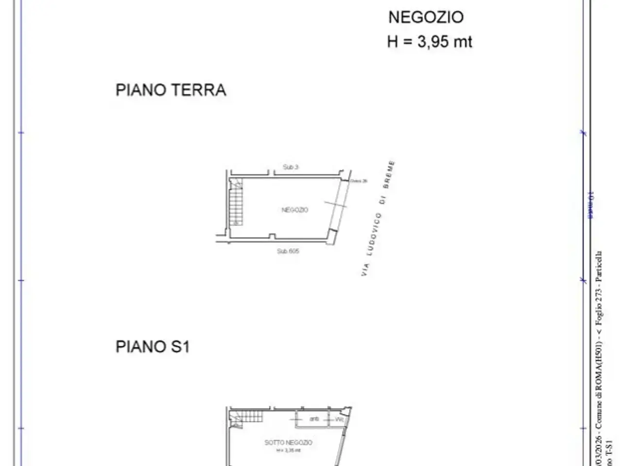 Negozio in Via Ludovico di Breme, Roma, {3} - Planimetria 1