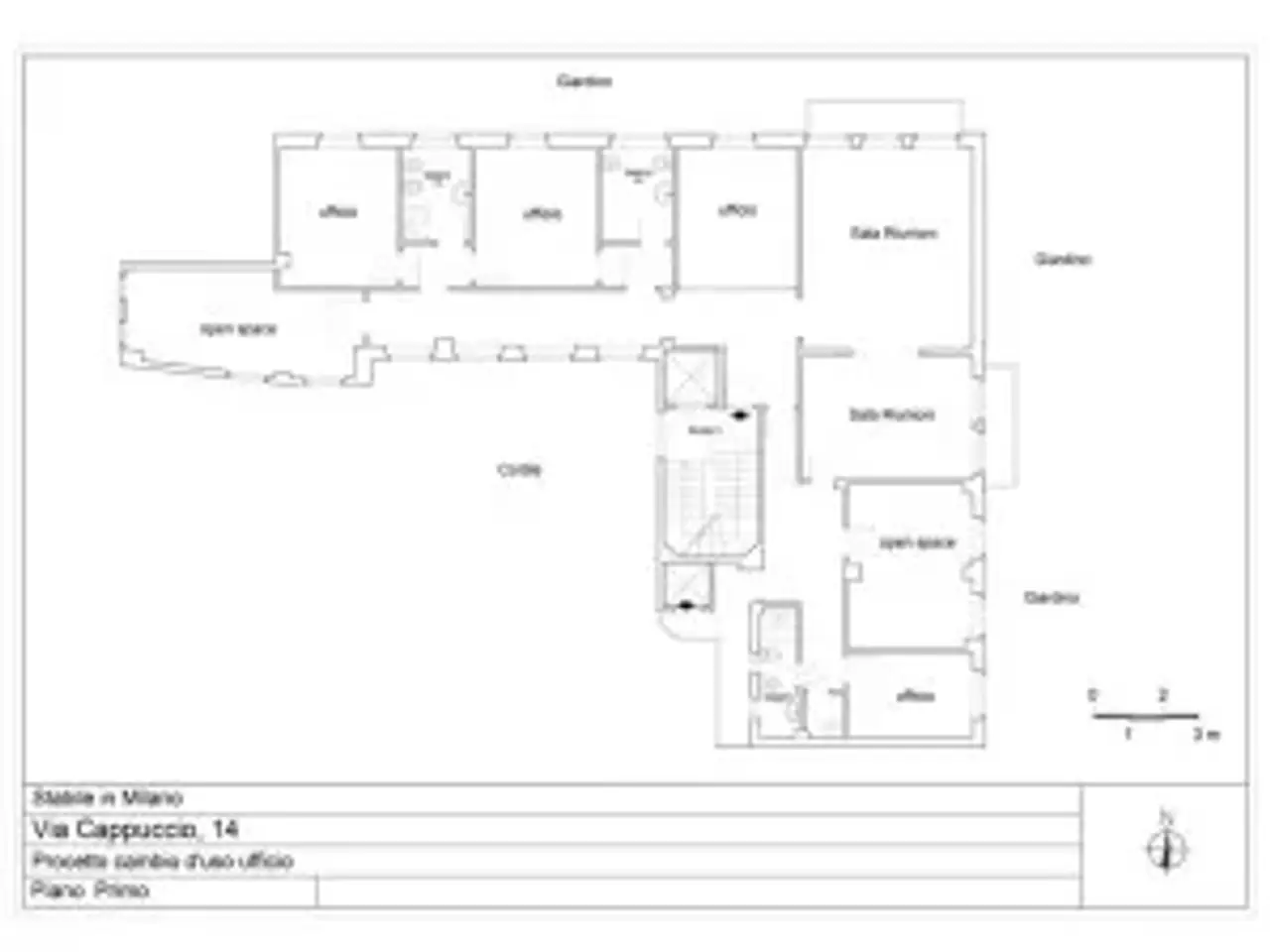 Ufficio in Via Cappuccio 14, Milano, {3} - Planimetria 1