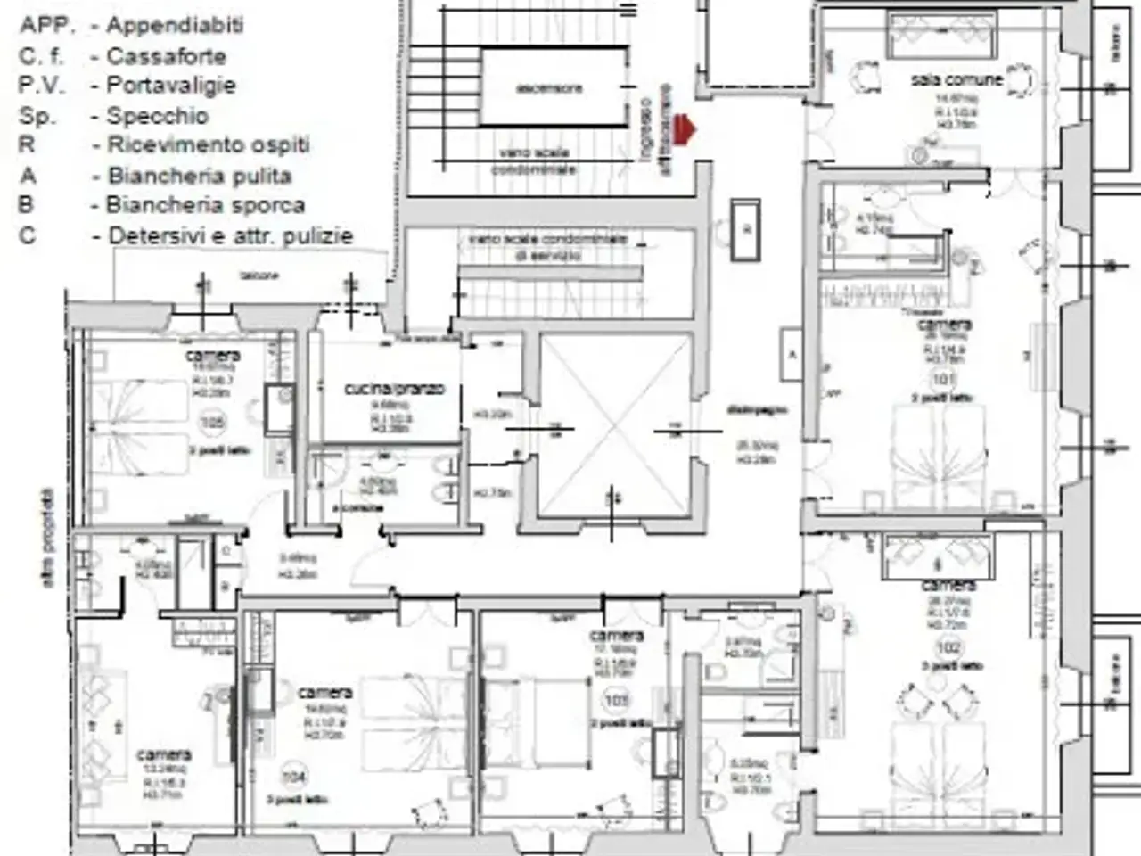 Bed & Breakfast in Via Guelfa 128, Firenze, {3} - Planimetria 1