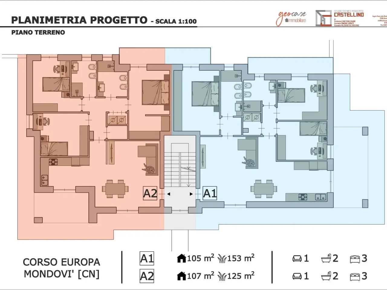 Quadrilocale in vendita, Corso Europa 36, Mondovì - Planimetria 1