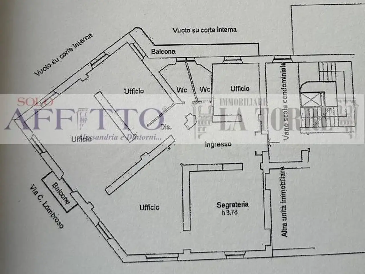 Ufficio in Corso Teresio Borsalino, Alessandria, {3} - Planimetria 1