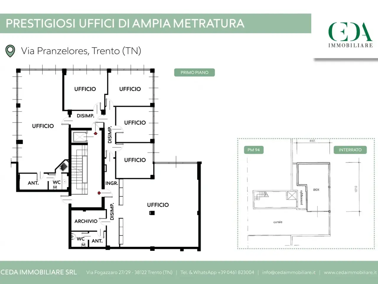 Ufficio in Via Antonio Pranzelores, Trento, {3} - Planimetria 1