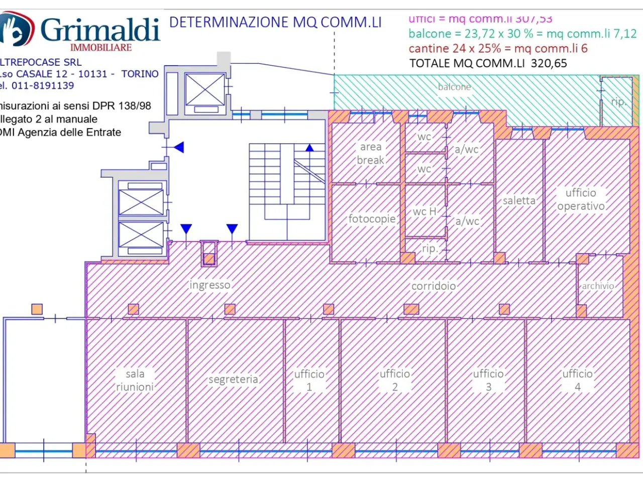 Ufficio in Via Mercantini 5, Torino, {3} - Planimetria 1