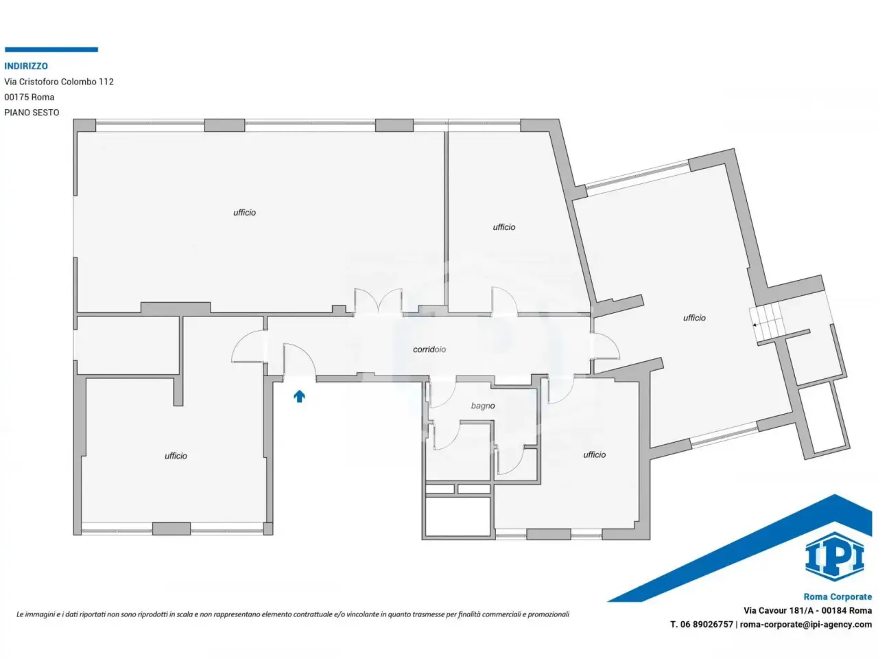 Ufficio in Via Cristoforo Colombo 112, Roma, {3} - Planimetria 1