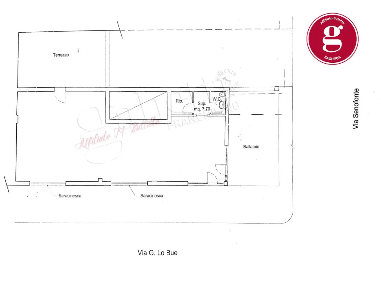 Negozio in Via Senofonte Angolo Via Lo Bue 37, Bagheria, {3} - Planimetria 1