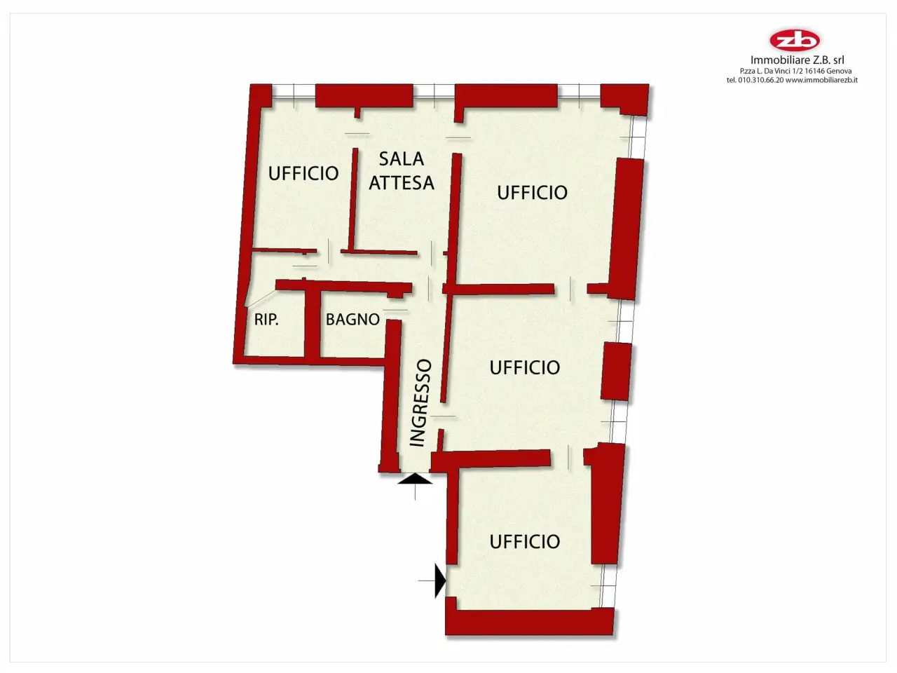 Ufficio in Via San Vincenzo, Genova, {3} - Planimetria 1