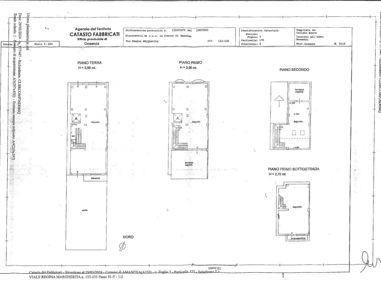Negozio in Viale Regina Margherita  133-135, Amantea, {3} - Planimetria 1