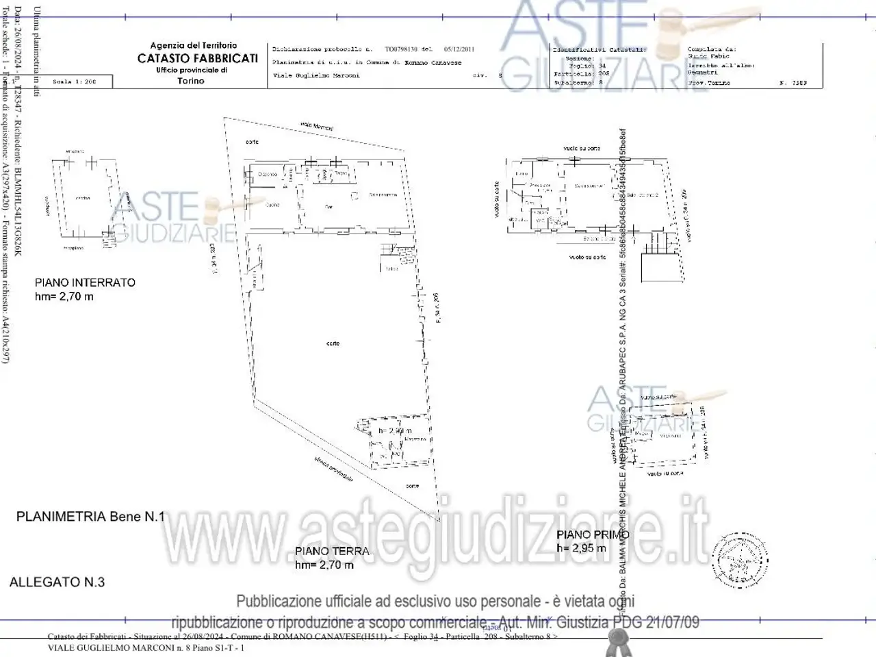 Fabbricato misto in Viale Marconi, 8, 10090 Romano Canavese To, Italia 8, Romano Canavese, {3} - Planimetria 1