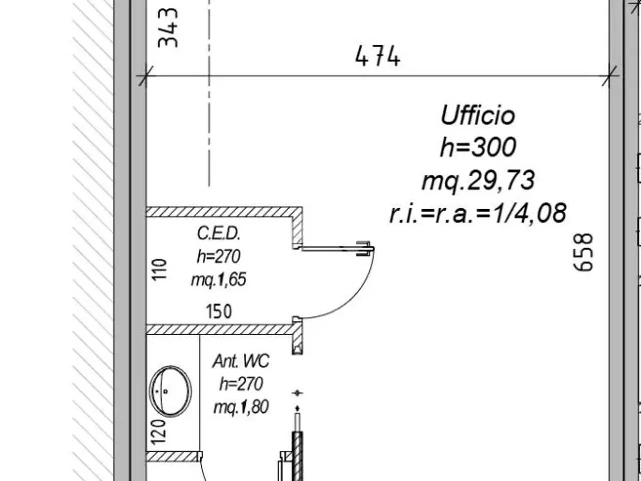 Ufficio in Piazza Sandro Pertini 1, Savignano Sul Rubicone, {3} - Planimetria 1