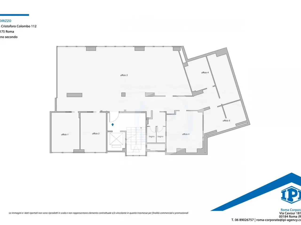 Ufficio in Via Cristoforo Colombo 112, Roma, {3} - Planimetria 1