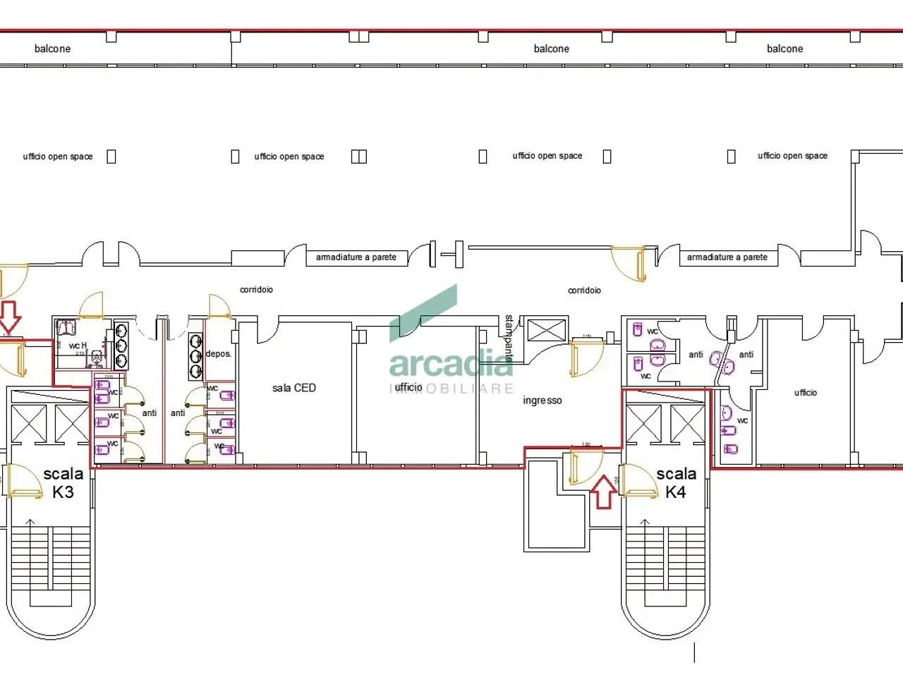Ufficio in Via Sette Pietro 4, Bari, {3} - Planimetria 1