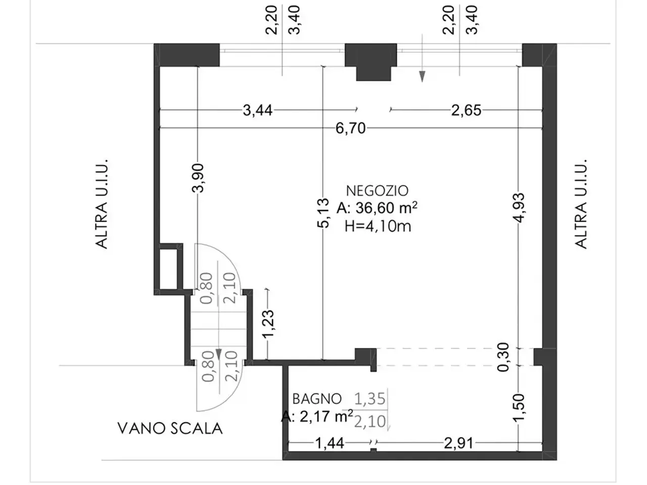 Negozio in Piazza Monte Falterona 4, Milano, {3} - Planimetria 1