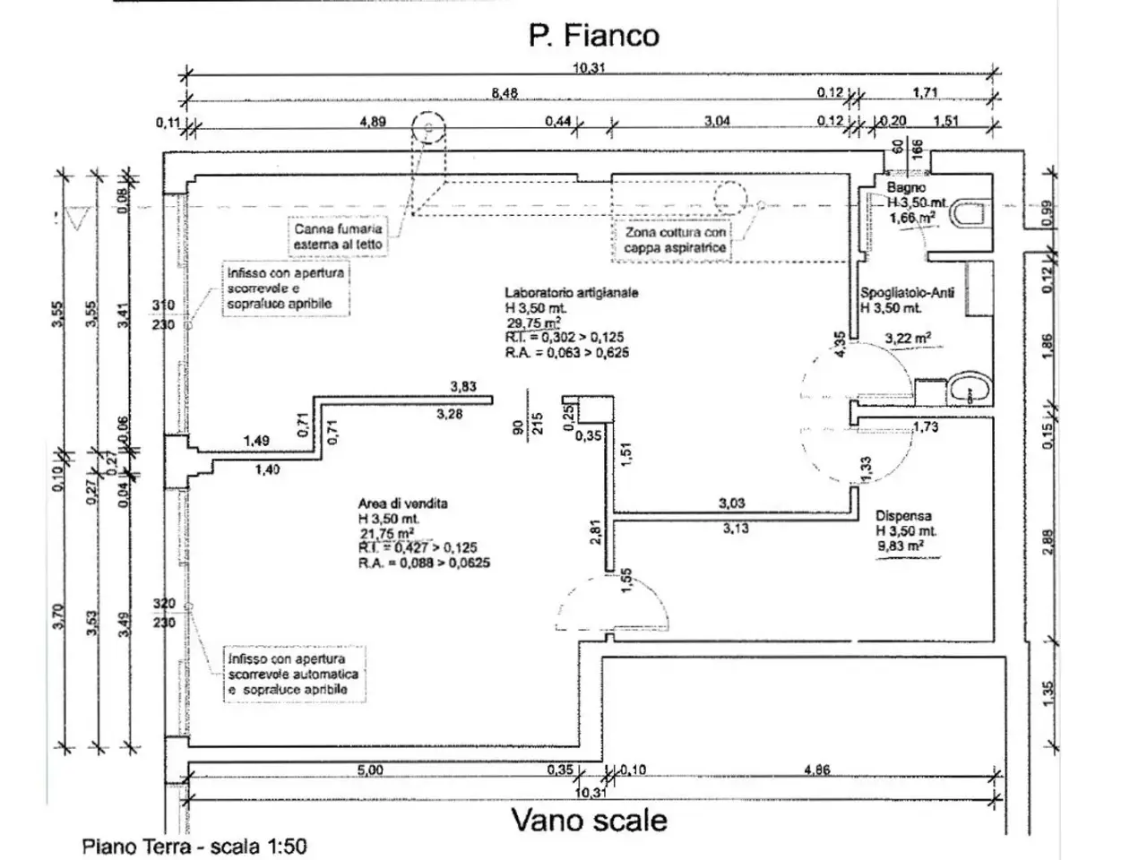 Negozio in Fratelli Vivaldi, Ravenna, {3} - Planimetria 1