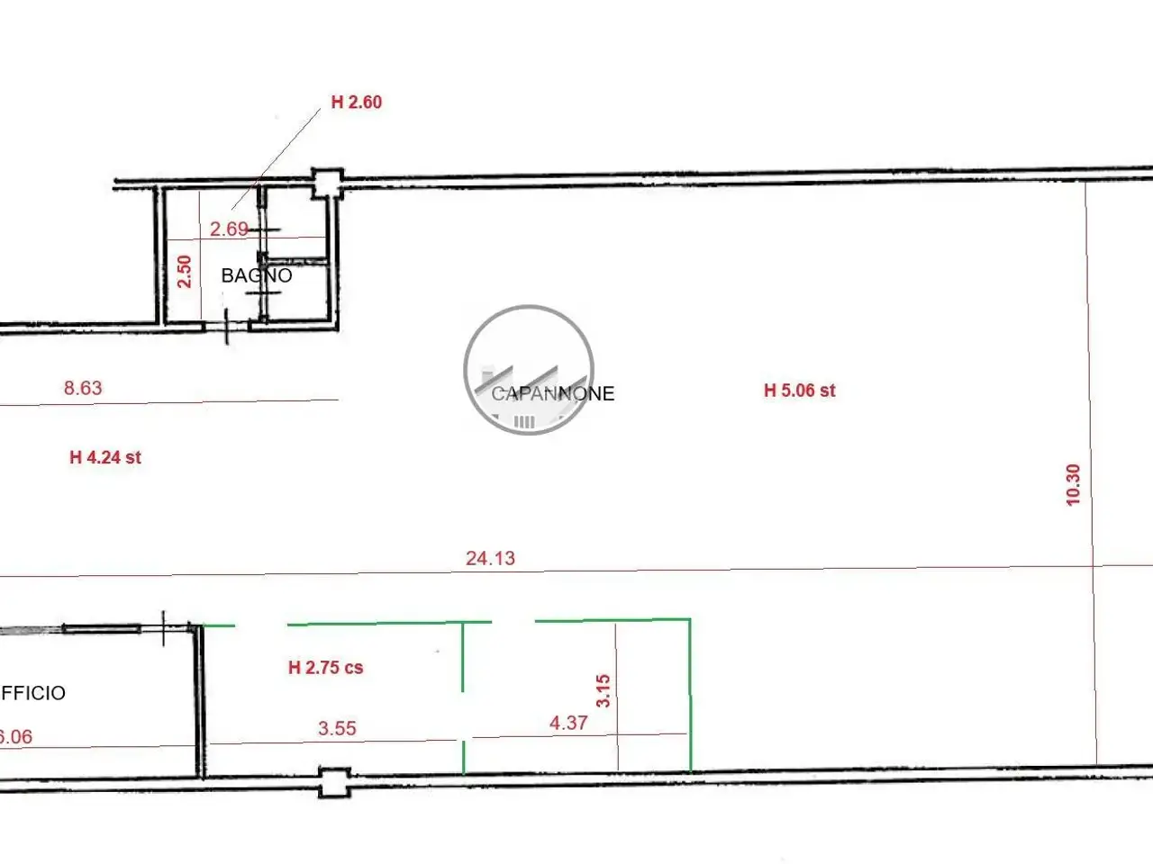 Capannone in Via Vistarino 24/B, Copiano, {3} - Planimetria 1