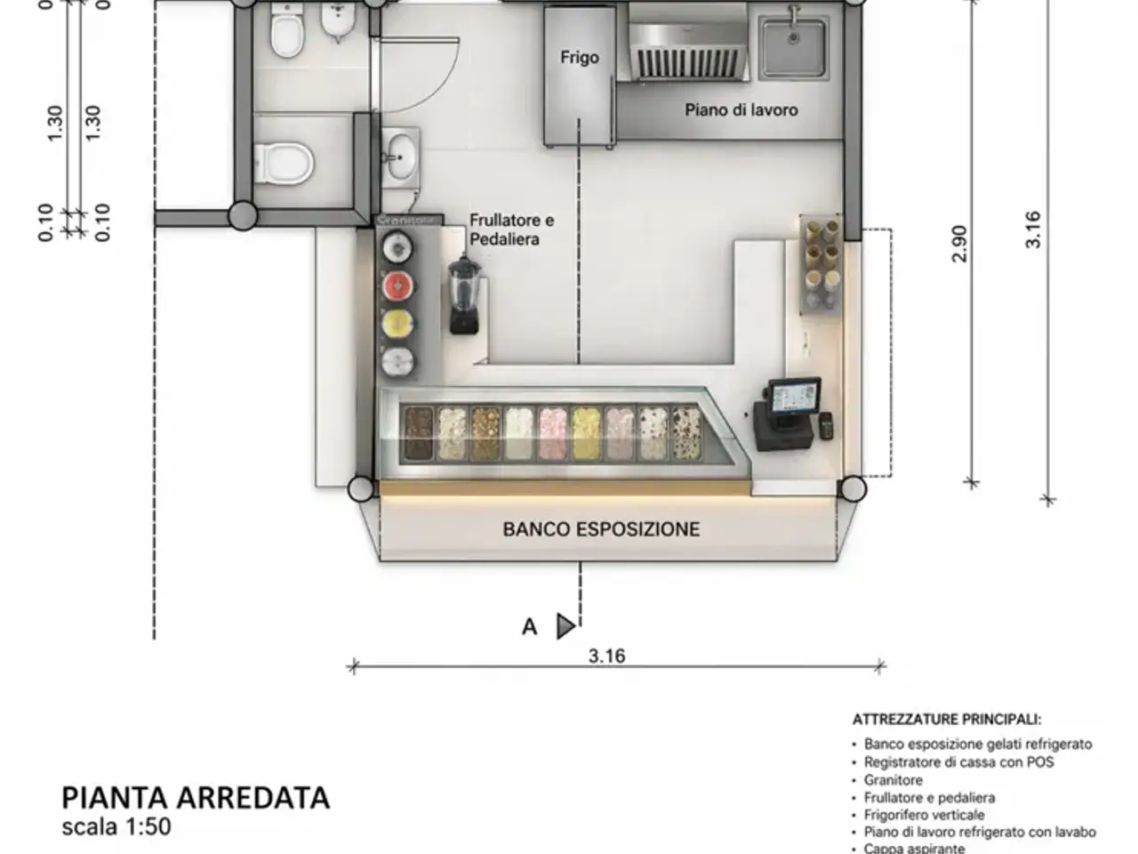 Esercizio commerciale in Via Mancini  S.N., Gradara, {3} - Planimetria 1
