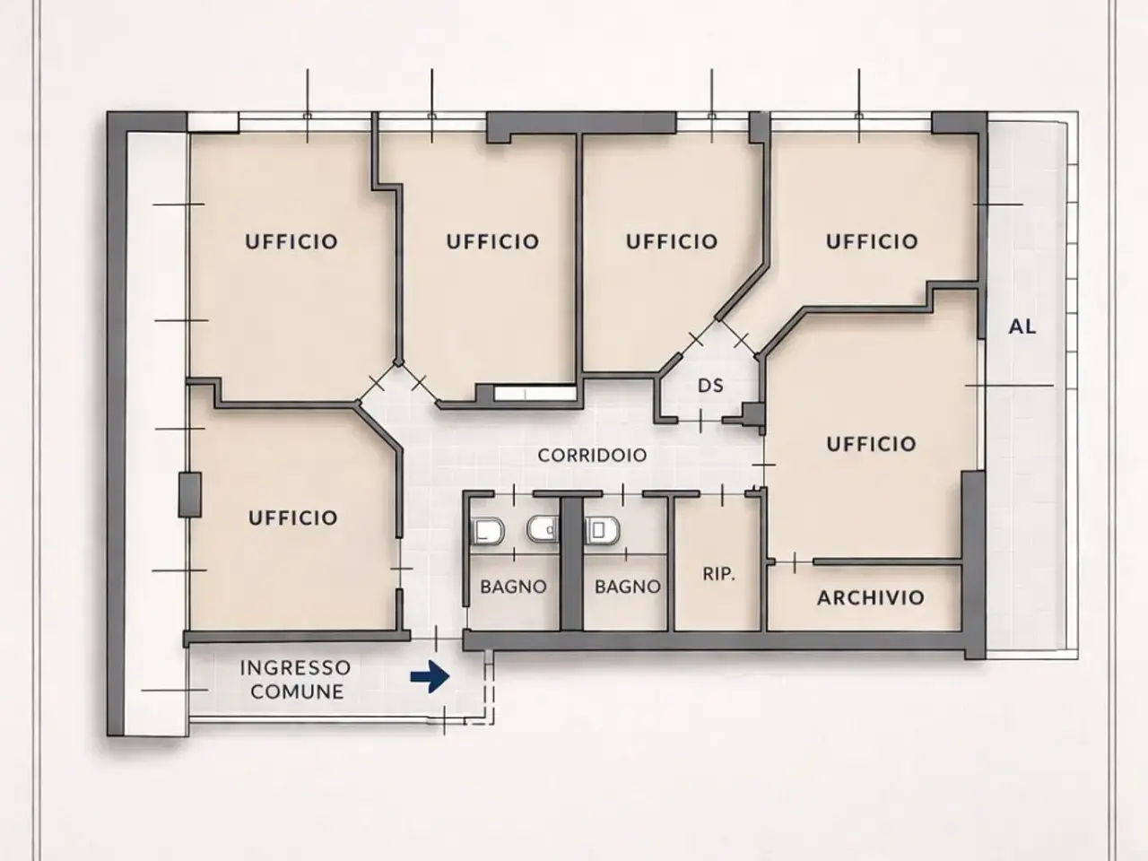 Ufficio in Via Giovanni Giolitti 12 a, Parma, {3} - Planimetria 1