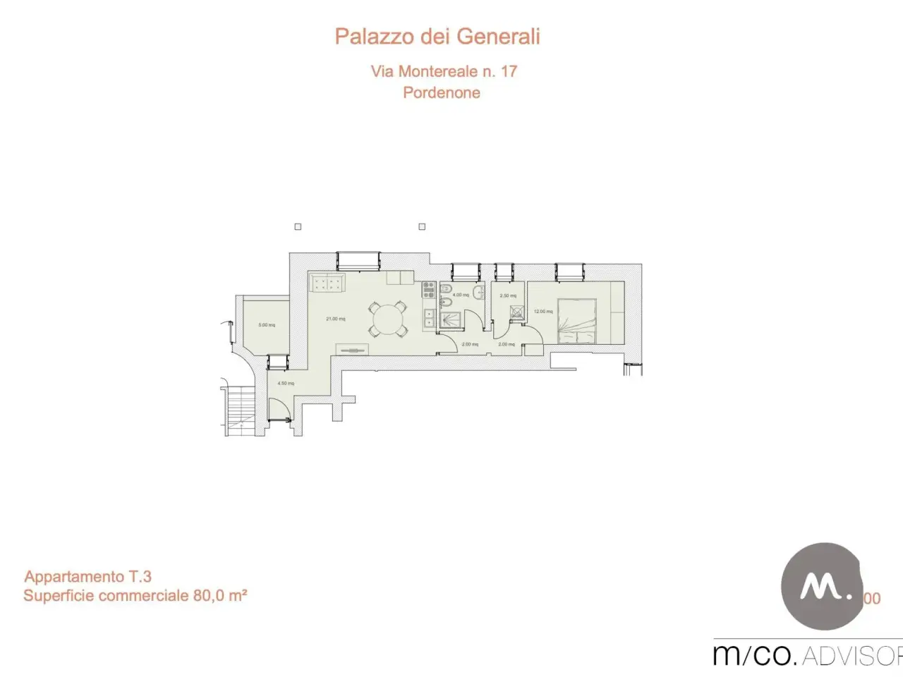 Bilocale in vendita, Via Montereale 17, Pordenone - Planimetria 1