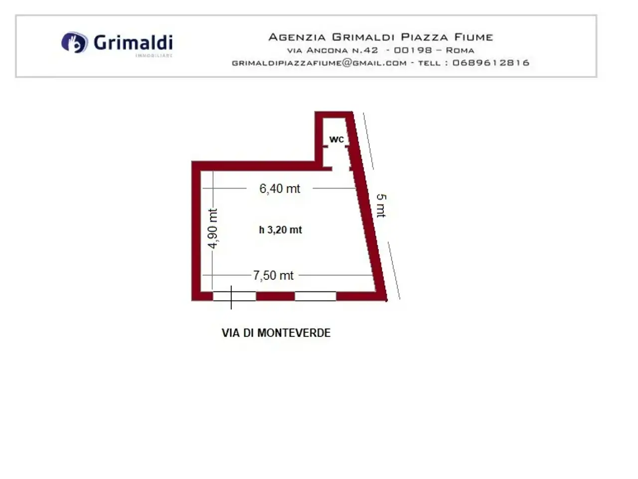 Negozio in Via di Monte Verde 64, Roma, {3} - Planimetria 1
