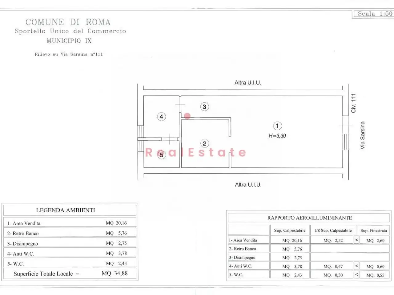 Esercizio commerciale in Via Sarsina 111, Roma, {3} - Planimetria 1