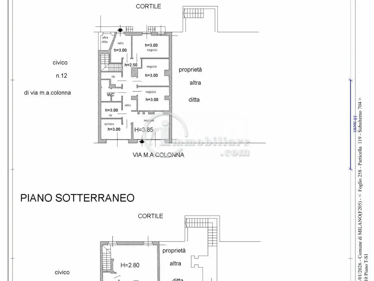 Negozio in Via Marcantonio Colonna 10, Milano, {3} - Planimetria 1