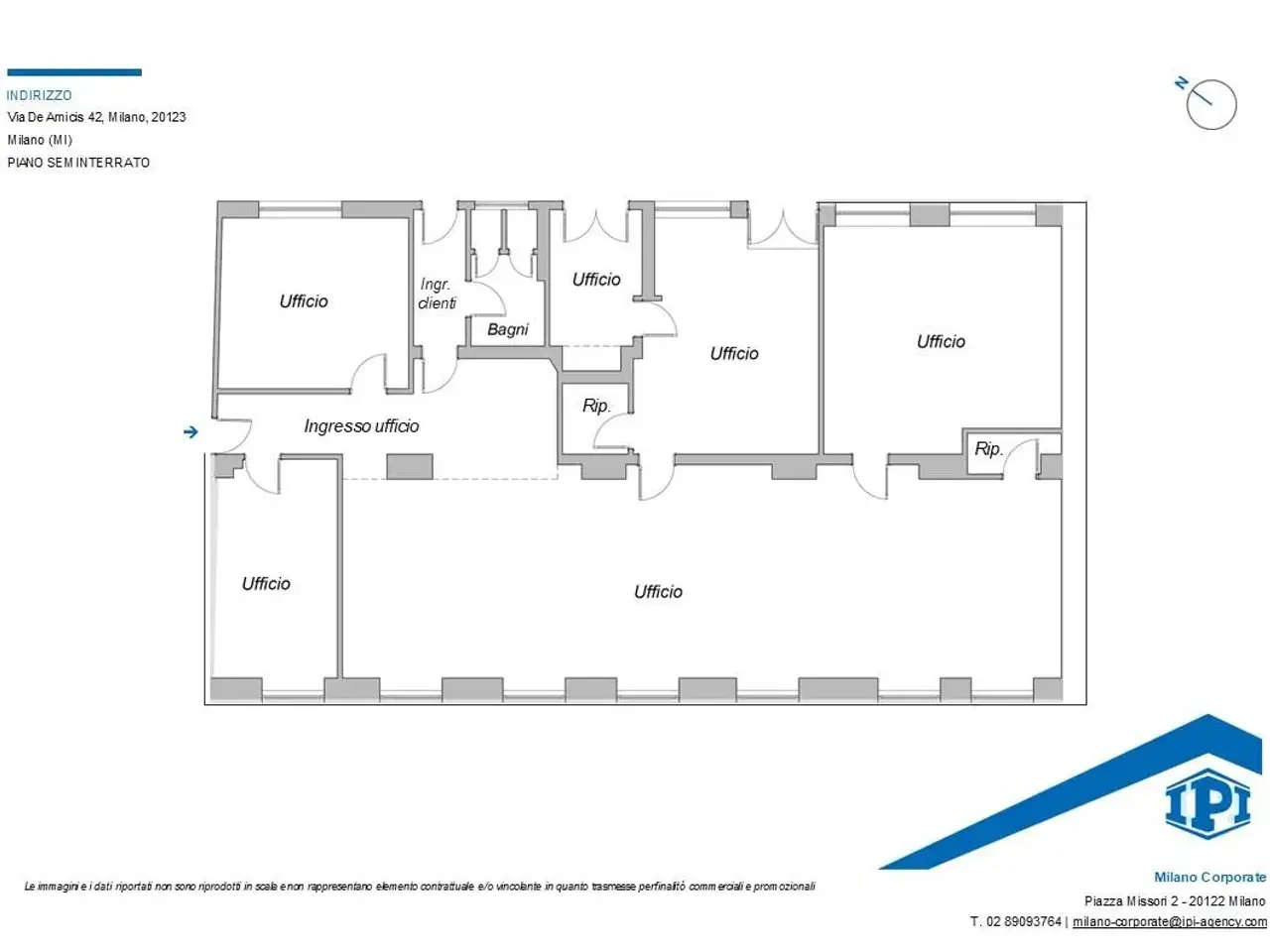 Ufficio in Via Edmondo De Amicis 42, Milano, {3} - Planimetria 1