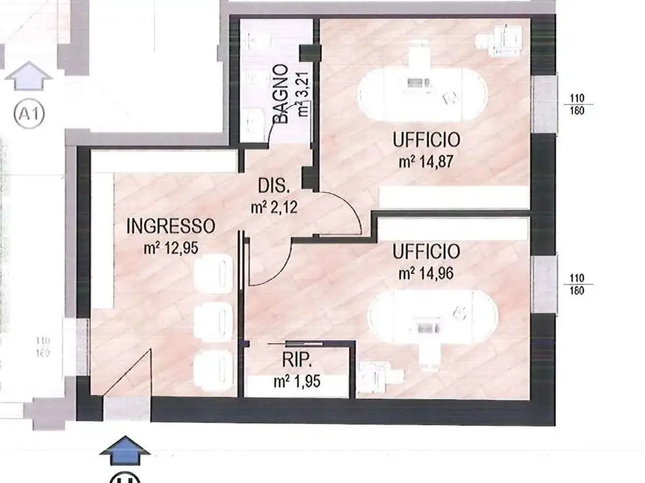 Ufficio in Via Albertini Ponente 52, Crevalcore, {3} - Planimetria 1