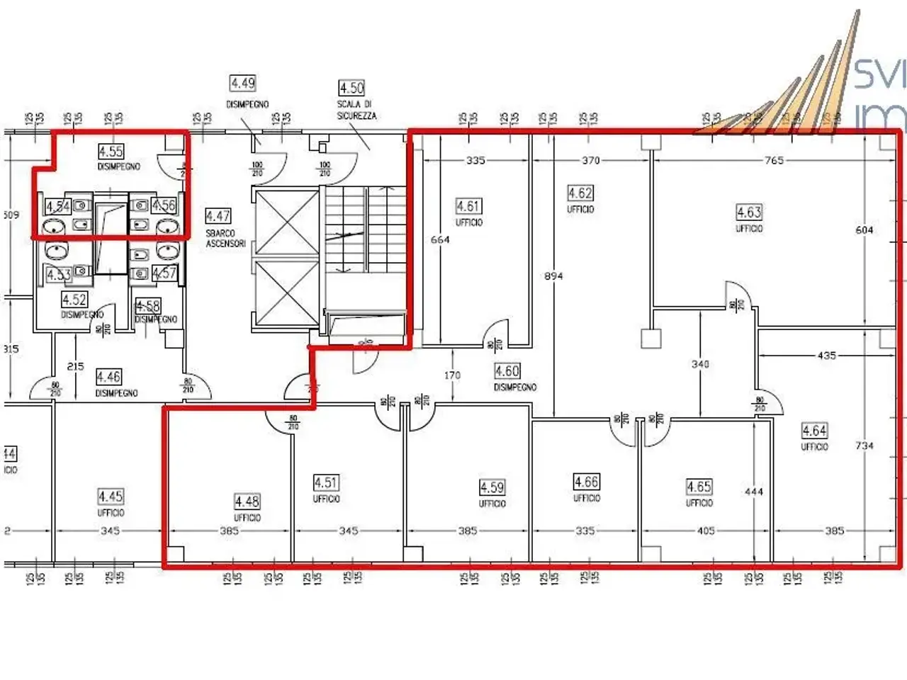 Ufficio in Via Carducci G. 125, Sesto San Giovanni, {3} - Planimetria 1
