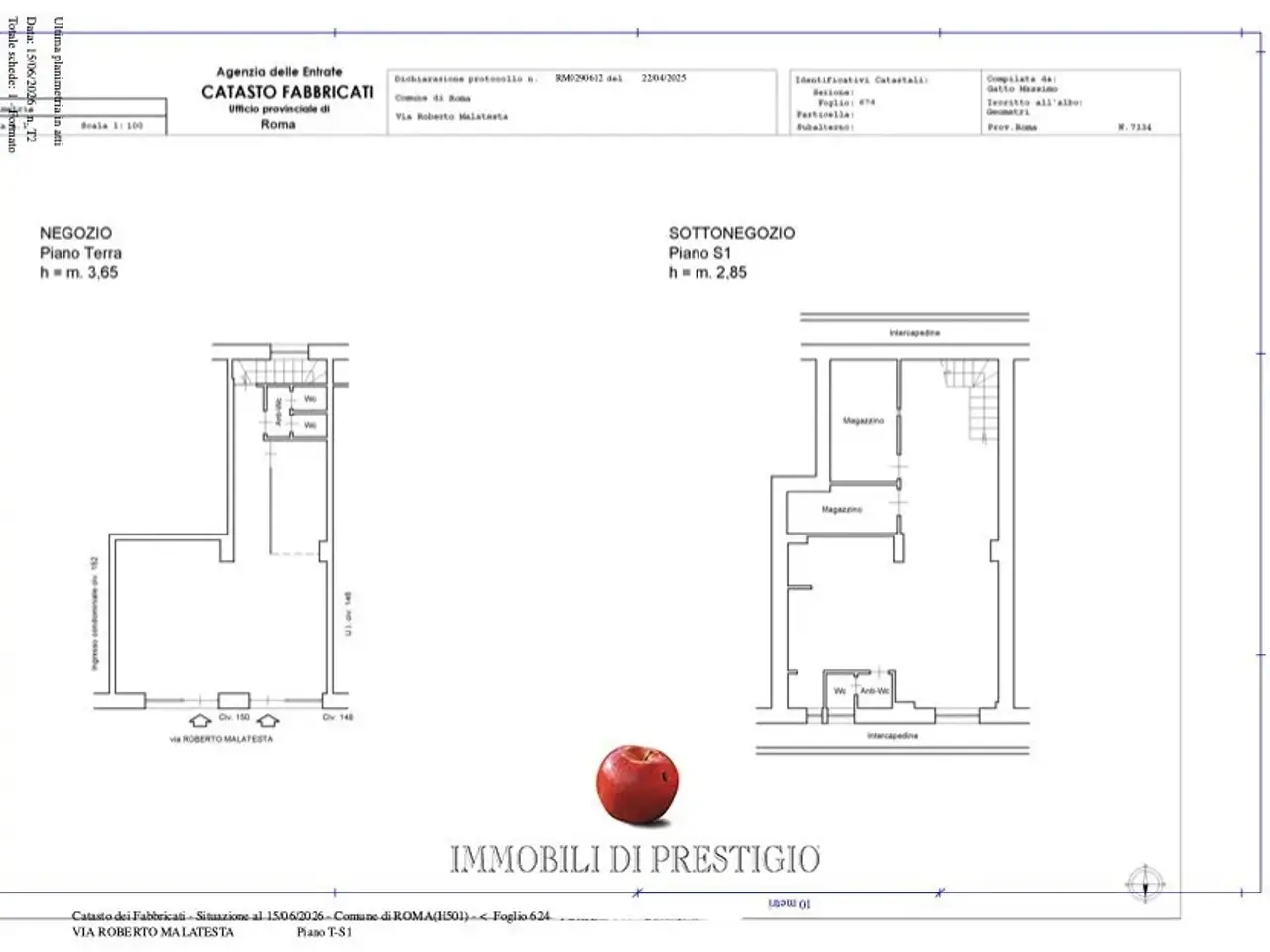 Negozio in Via Roberto Malatesta, Roma, {3} - Planimetria 1