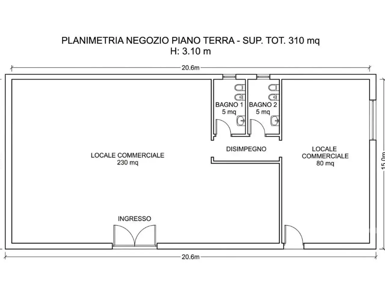 Negozio in Via Roma 1, Capriolo, {3} - Planimetria 1