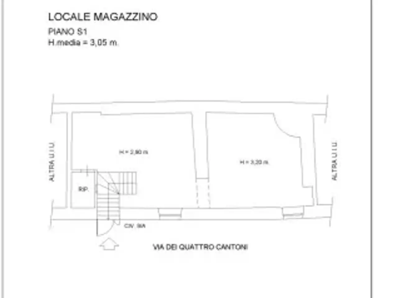 Magazzino in Via dei Quattro Cantoni 9a, Roma, {3} - Planimetria 1