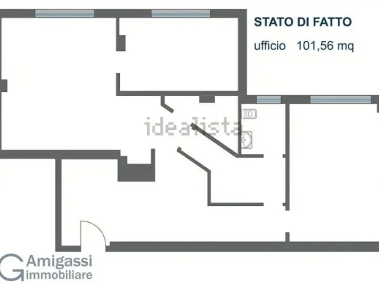 Ufficio in Via Alberico da Rosciate 16, Bergamo, {3} - Planimetria 1