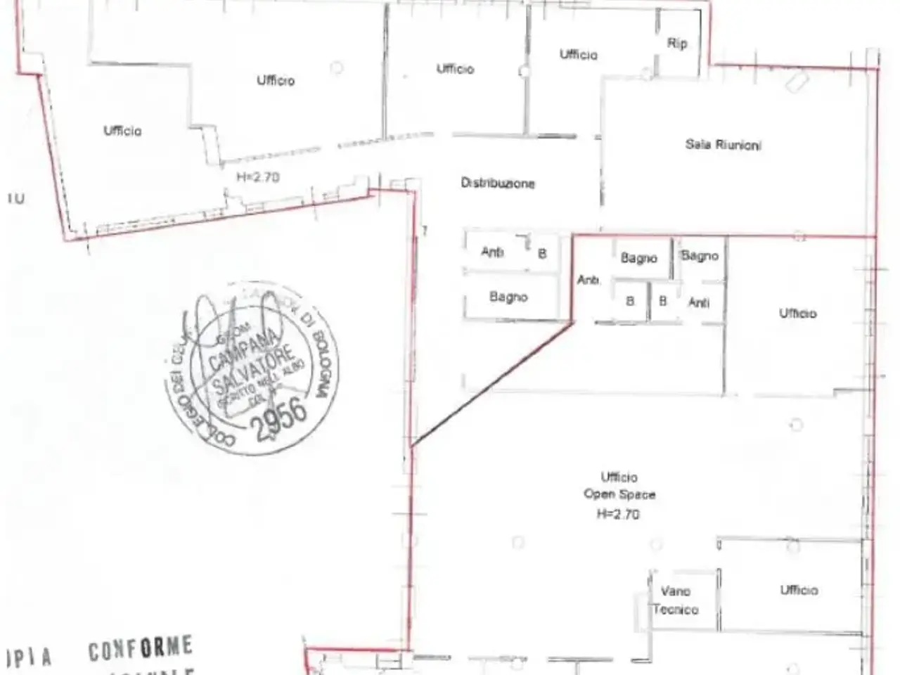 Ufficio in Via Giuseppe Parini 1, Casalecchio Di Reno, {3} - Planimetria 1