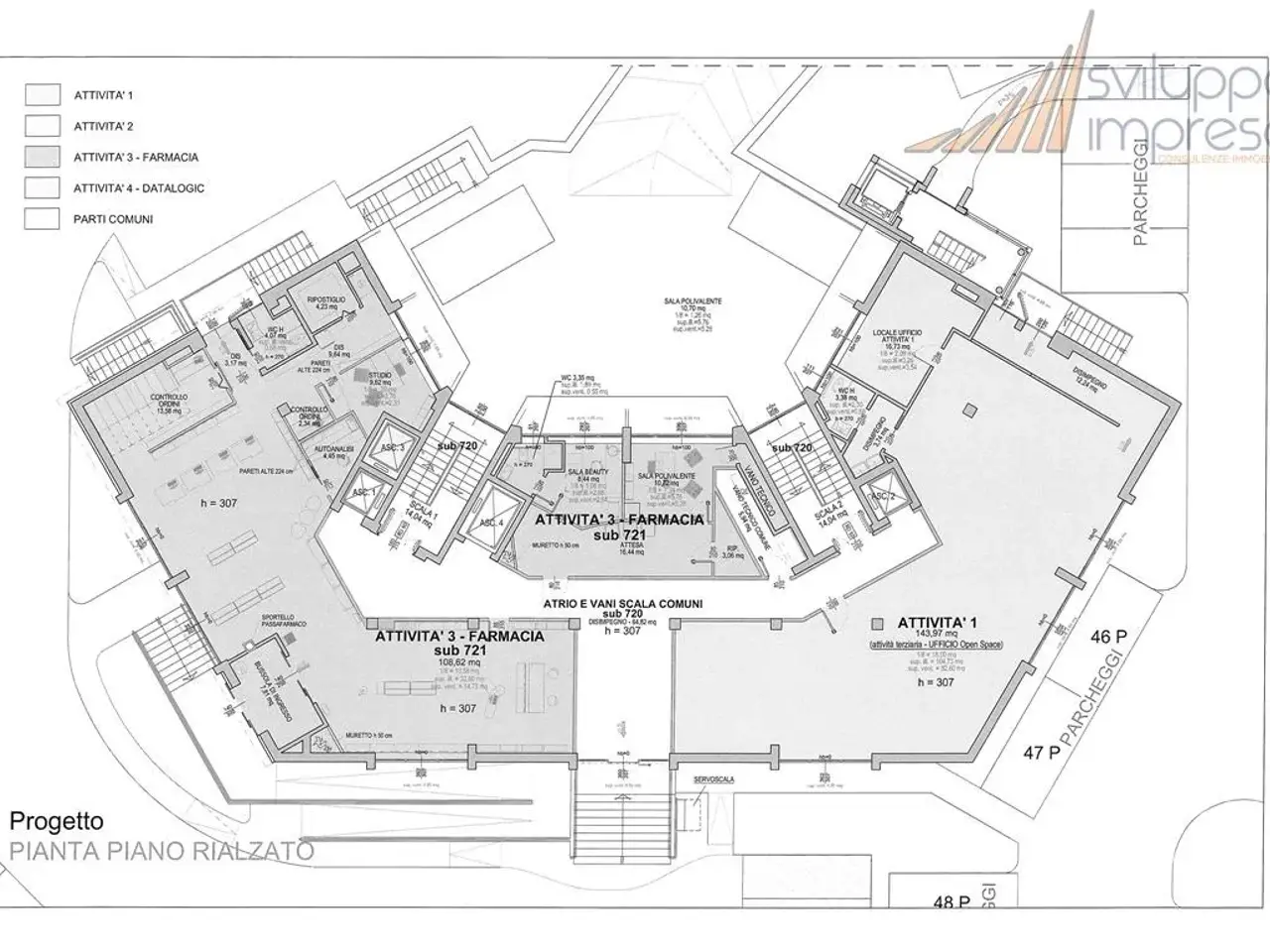 Palazzina commerciale in Via Taormina 1, Cologno Monzese, {3} - Planimetria 1