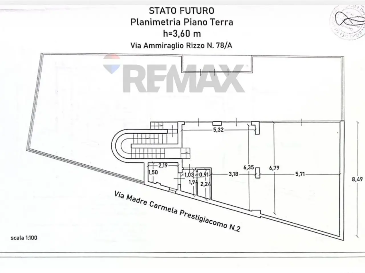 Negozio in Via Ammiraglio Rizzo 78, Palermo, {3} - Planimetria 1