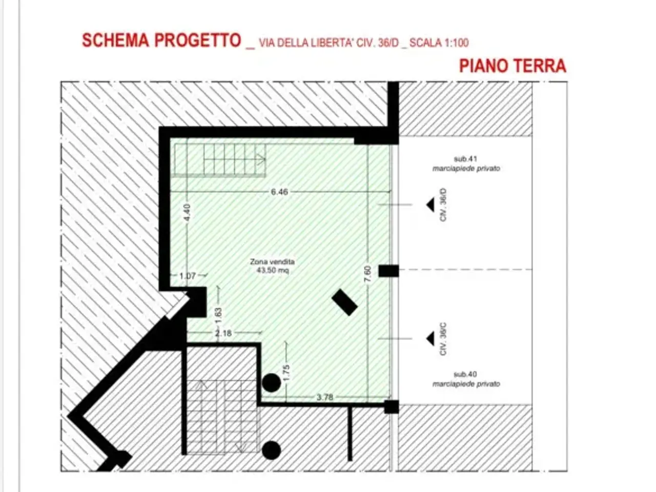 Negozio in Via della Libertà, Palermo, {3} - Planimetria 1