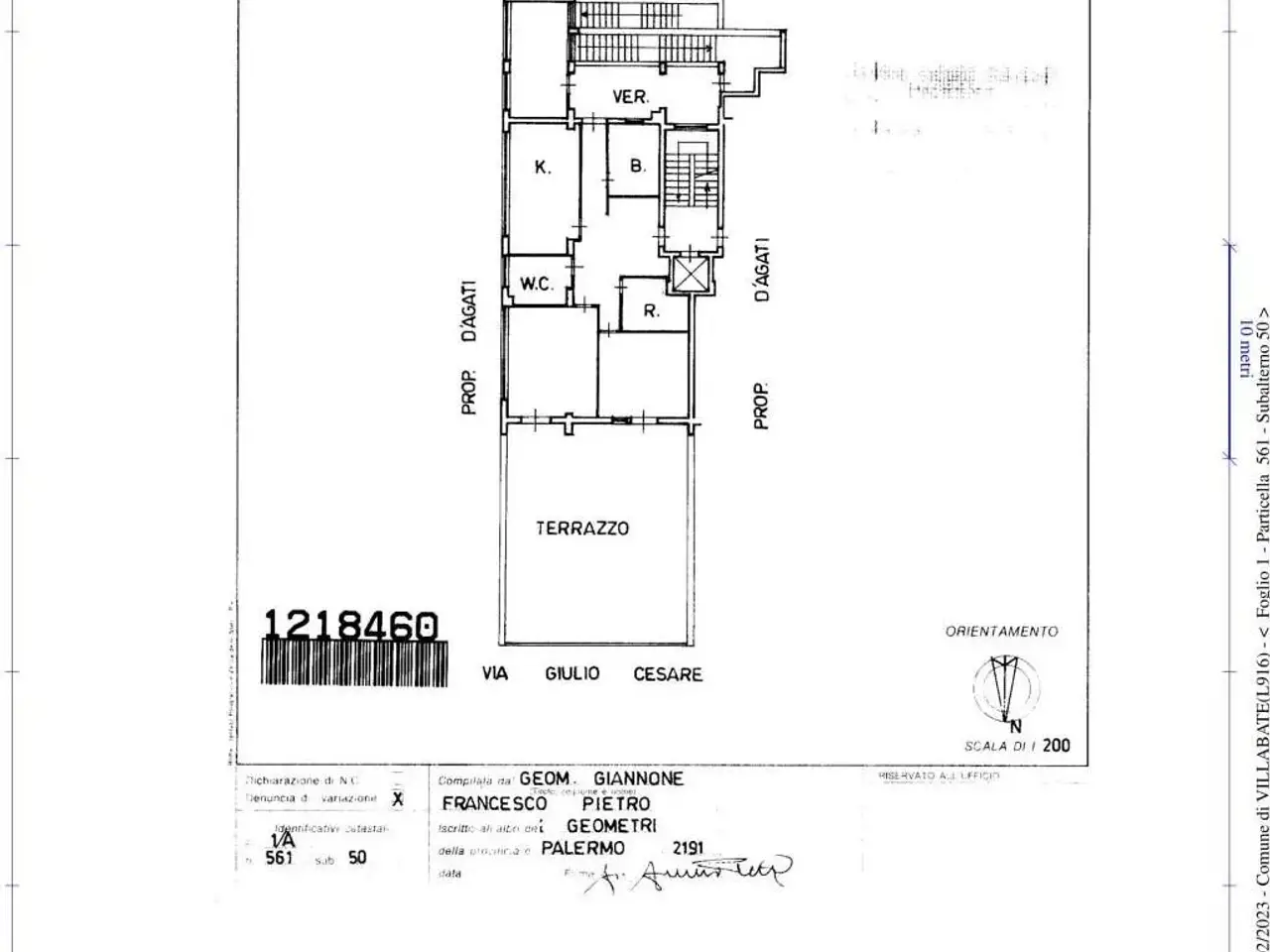 Appartamento in vendita, Via Giulio Cesare, Villabate - Planimetria 1