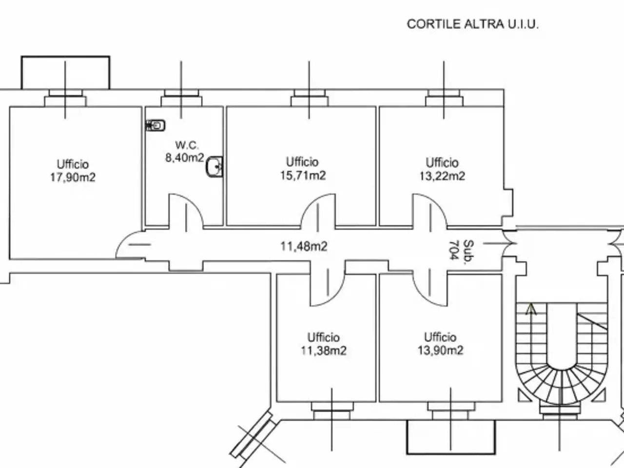 Ufficio in Via Cosimo del Fante 10, Milano, {3} - Planimetria 1