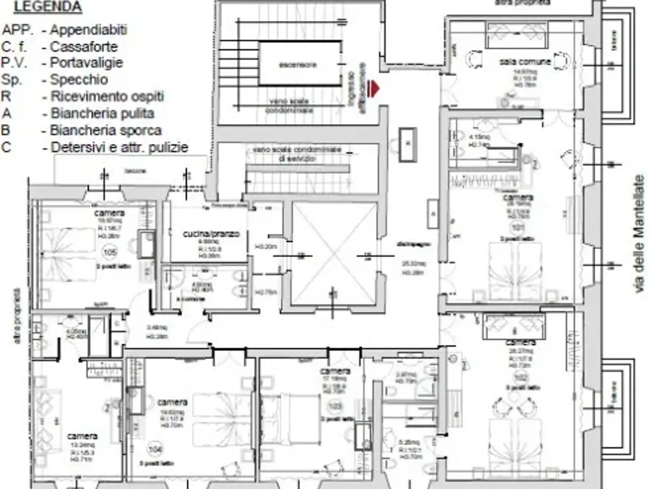 Bed & Breakfast in Via Guelfa, Firenze, {3} - Planimetria 1