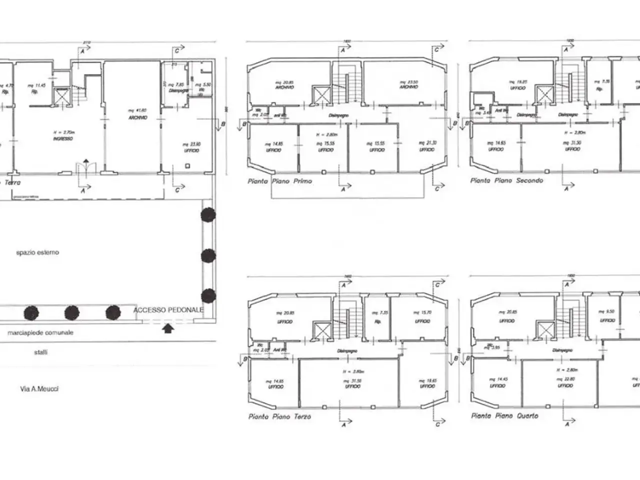 Palazzina commerciale in Via Antonio Meucci, Pisa, {3} - Planimetria 1