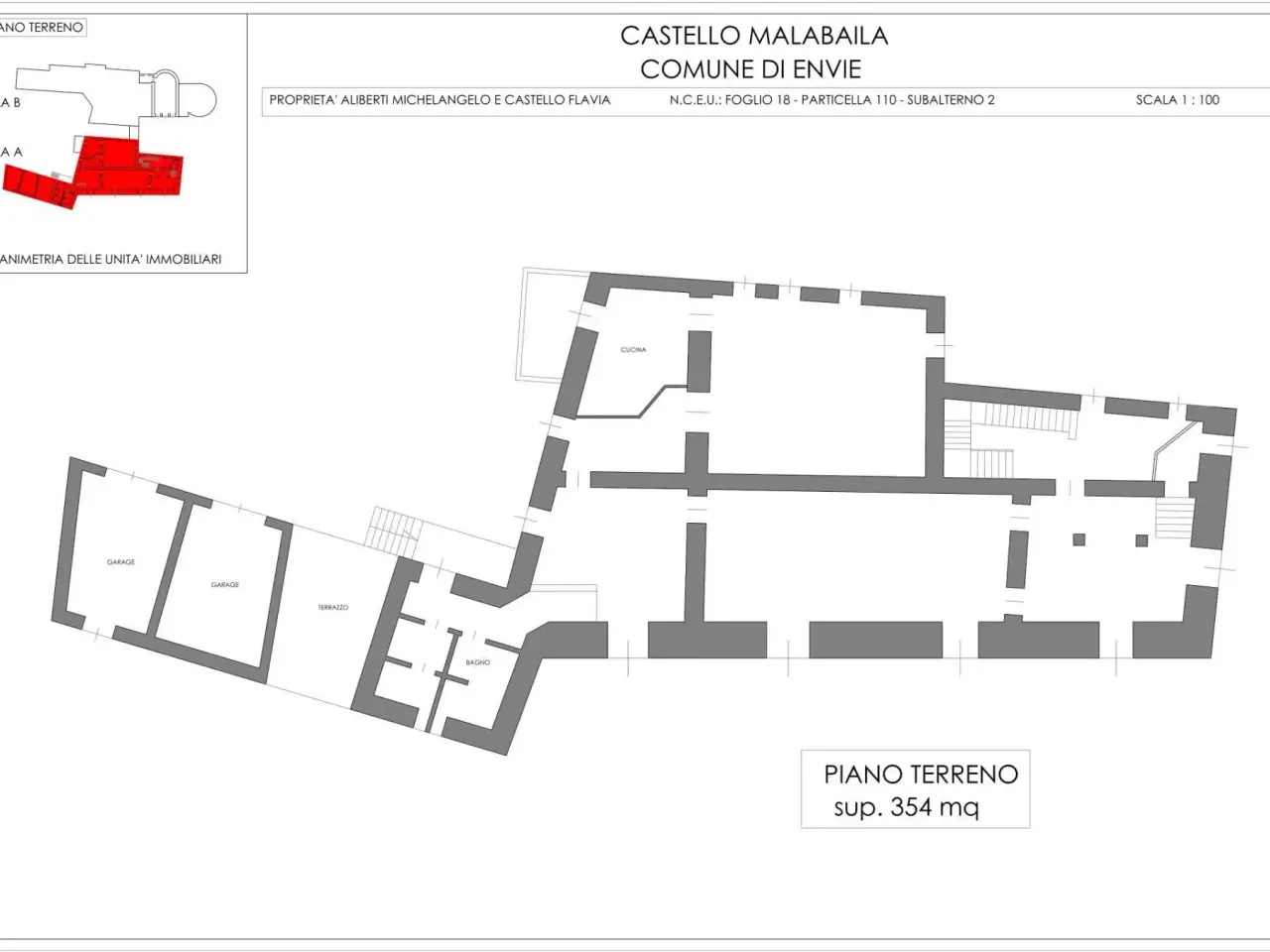 Appartamento in vendita, Via Vicolo Castello 13, Envie - Planimetria 1