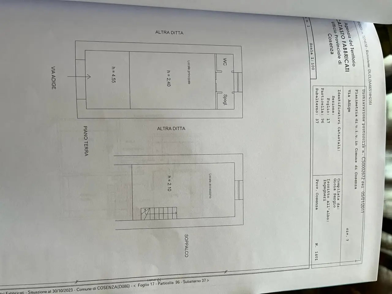 Negozio in Via Adige Snc, Cosenza, {3} - Planimetria 1