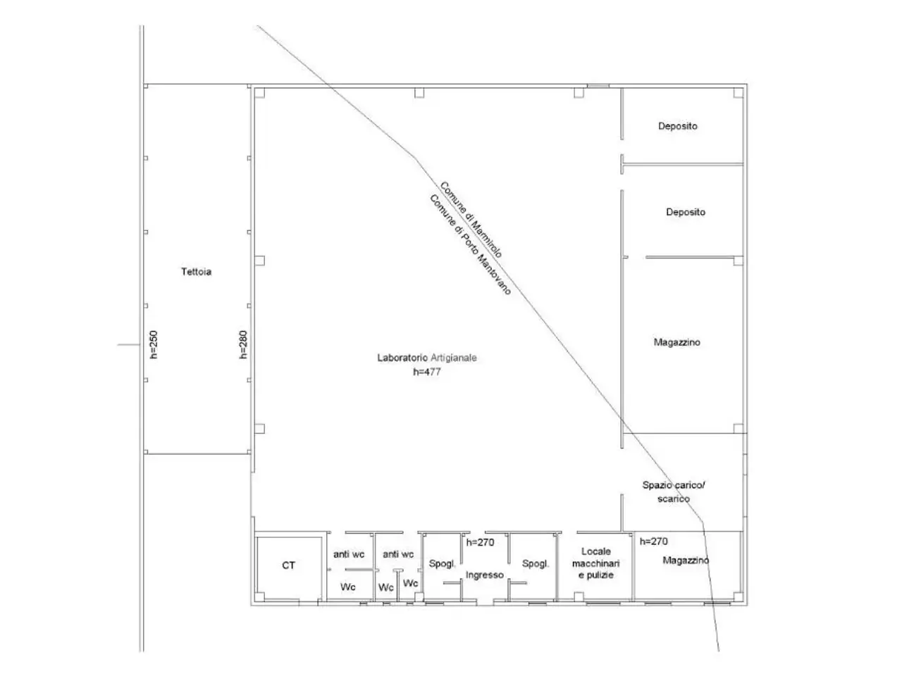 Capannone in Via Gamsci 1, Porto Mantovano, {3} - Planimetria 1