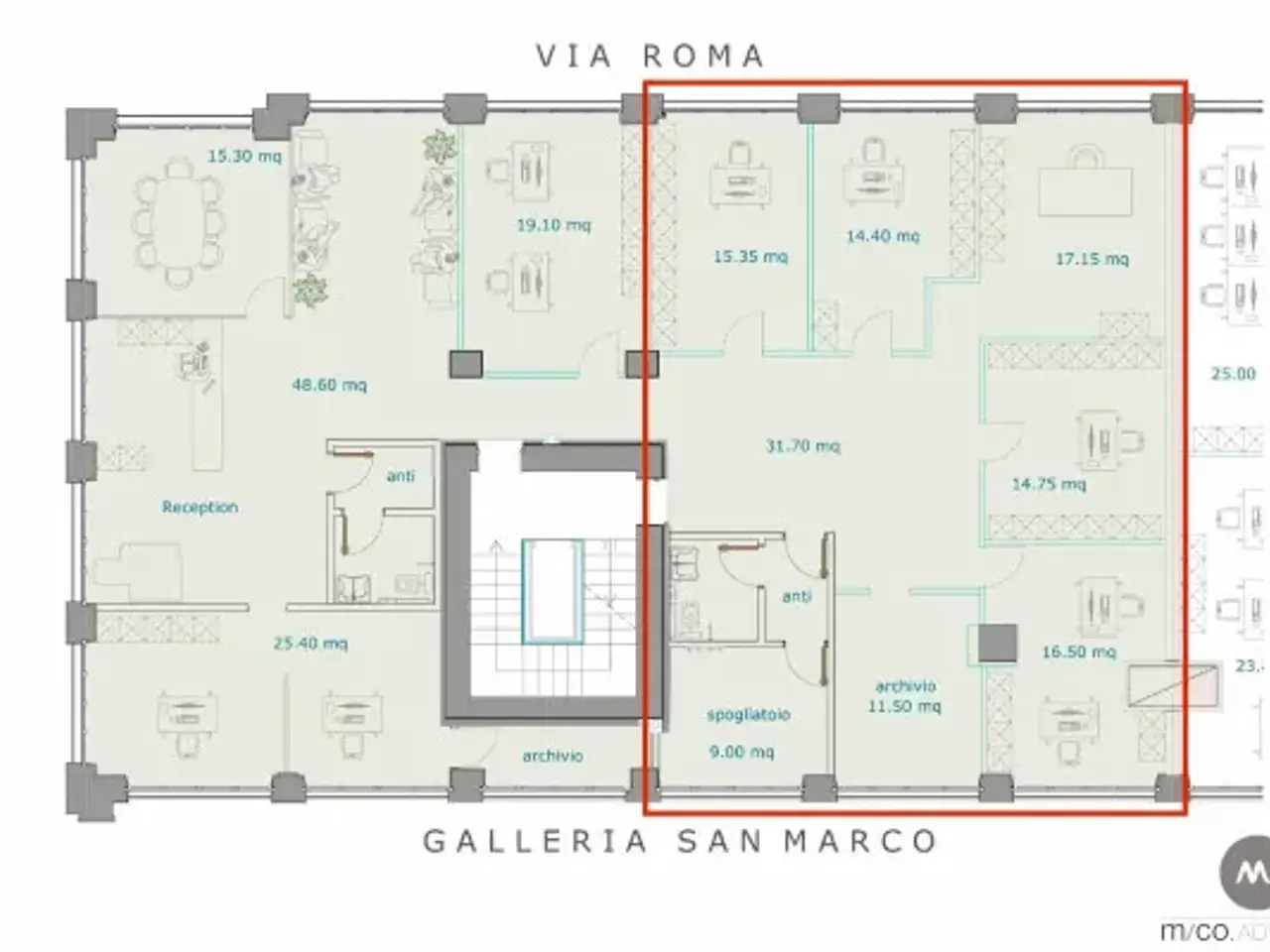 Ufficio in Galleria San Marco 2, Pordenone, {3} - Planimetria 1