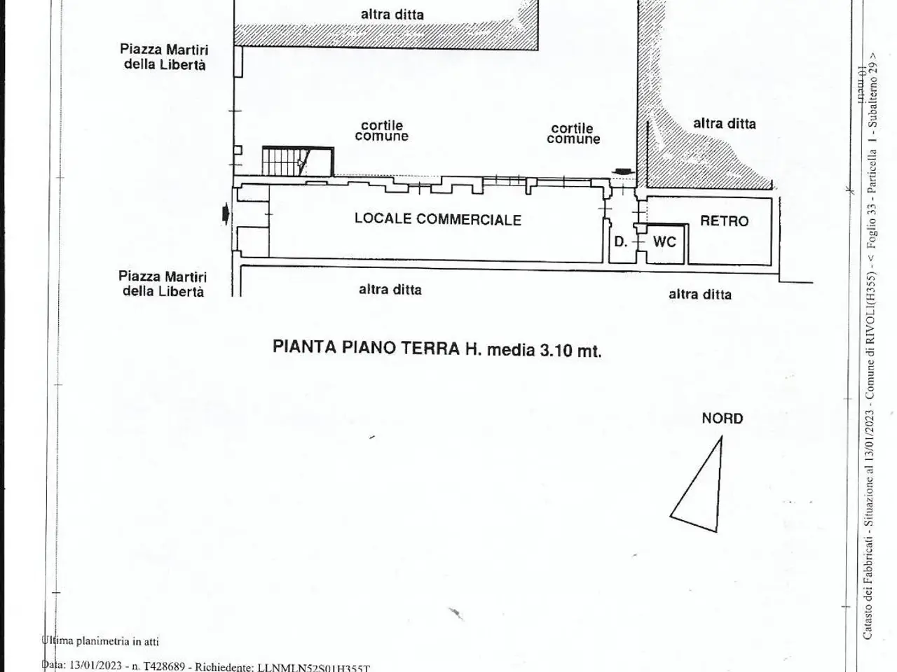 Locale commerciale in Piazza Martiri della Libertà 1, Rivoli, {3} - Planimetria 1