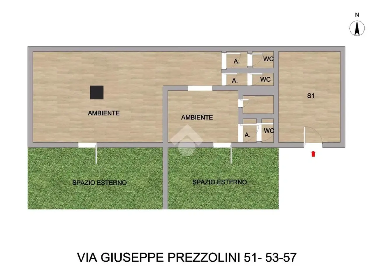 Negozio in Via Giuseppe Prezzolini 51, Palermo, {3} - Planimetria 1