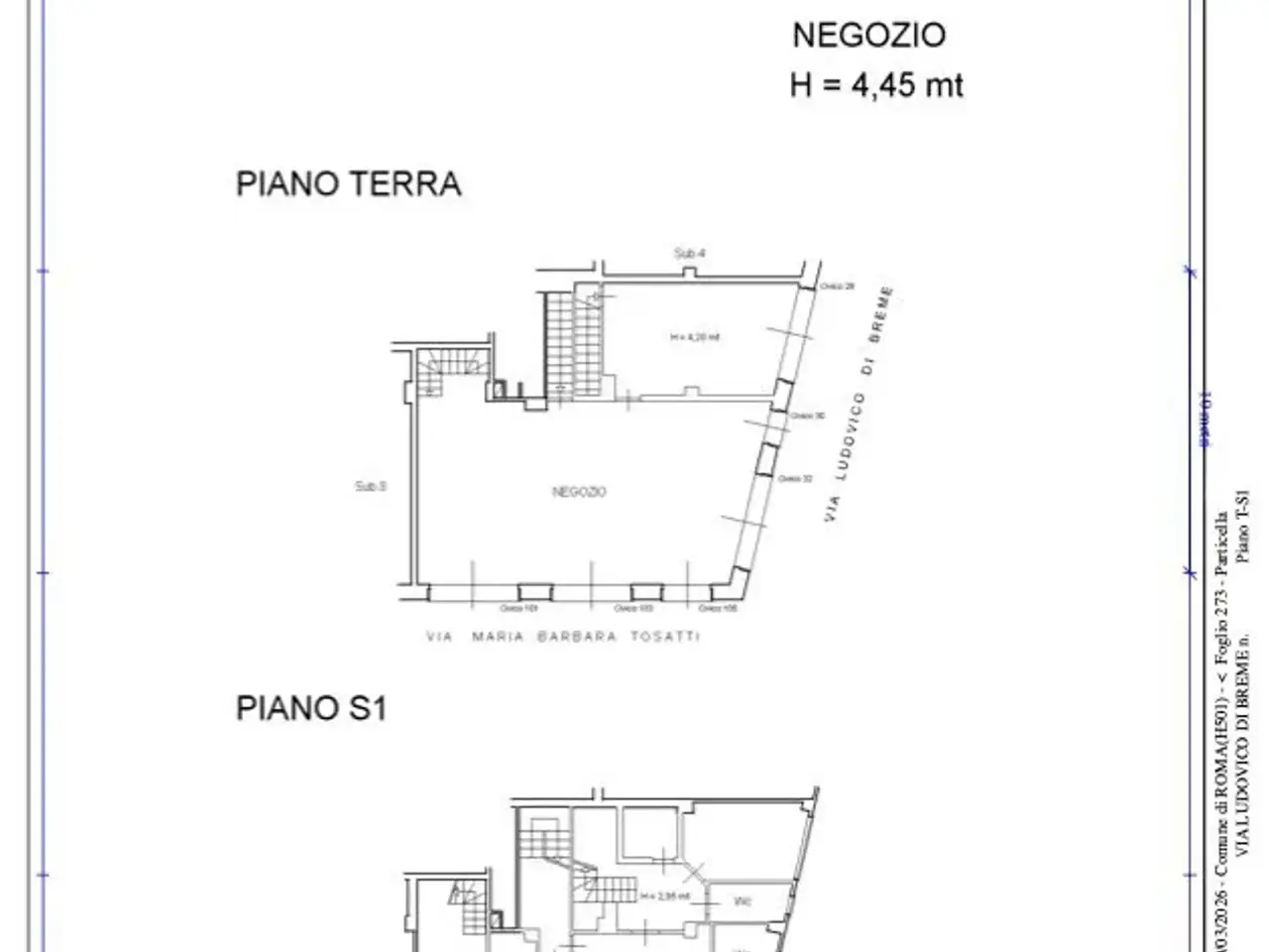Negozio in Via Ludovico di Breme, Roma, {3} - Planimetria 1