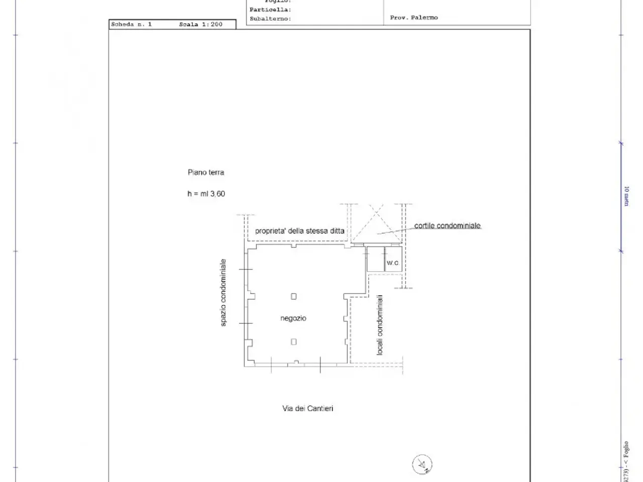 Negozio in Via dei Cantieri 45, Palermo, {3} - Planimetria 1