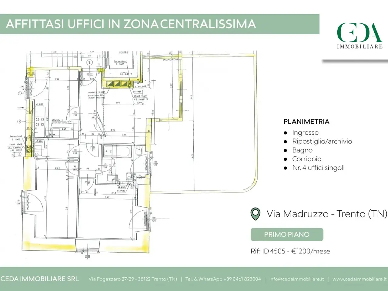 Ufficio in Via Cardinale Cristoforo Madruzzo, Trento, {3} - Planimetria 1